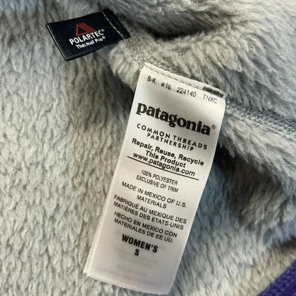 Patagonia Snap-T Fleece Pullover Women's Small Gray Purple Mock Polartec 25442 - Picture 9 of 11